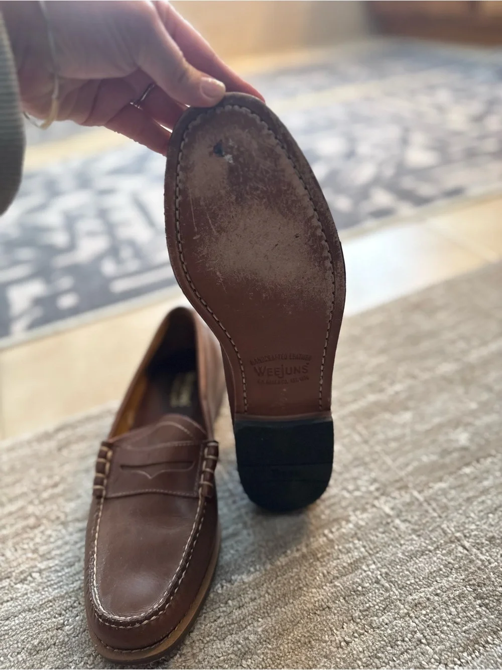 Weejuns Men's Brown Leather Penny Loafers - Classic Slip-On Style